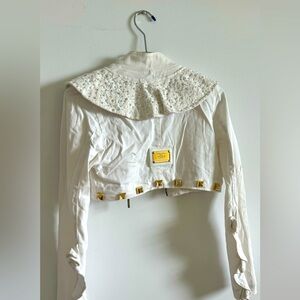 Celyn B. White Jeans Jacket with rhinestones, S